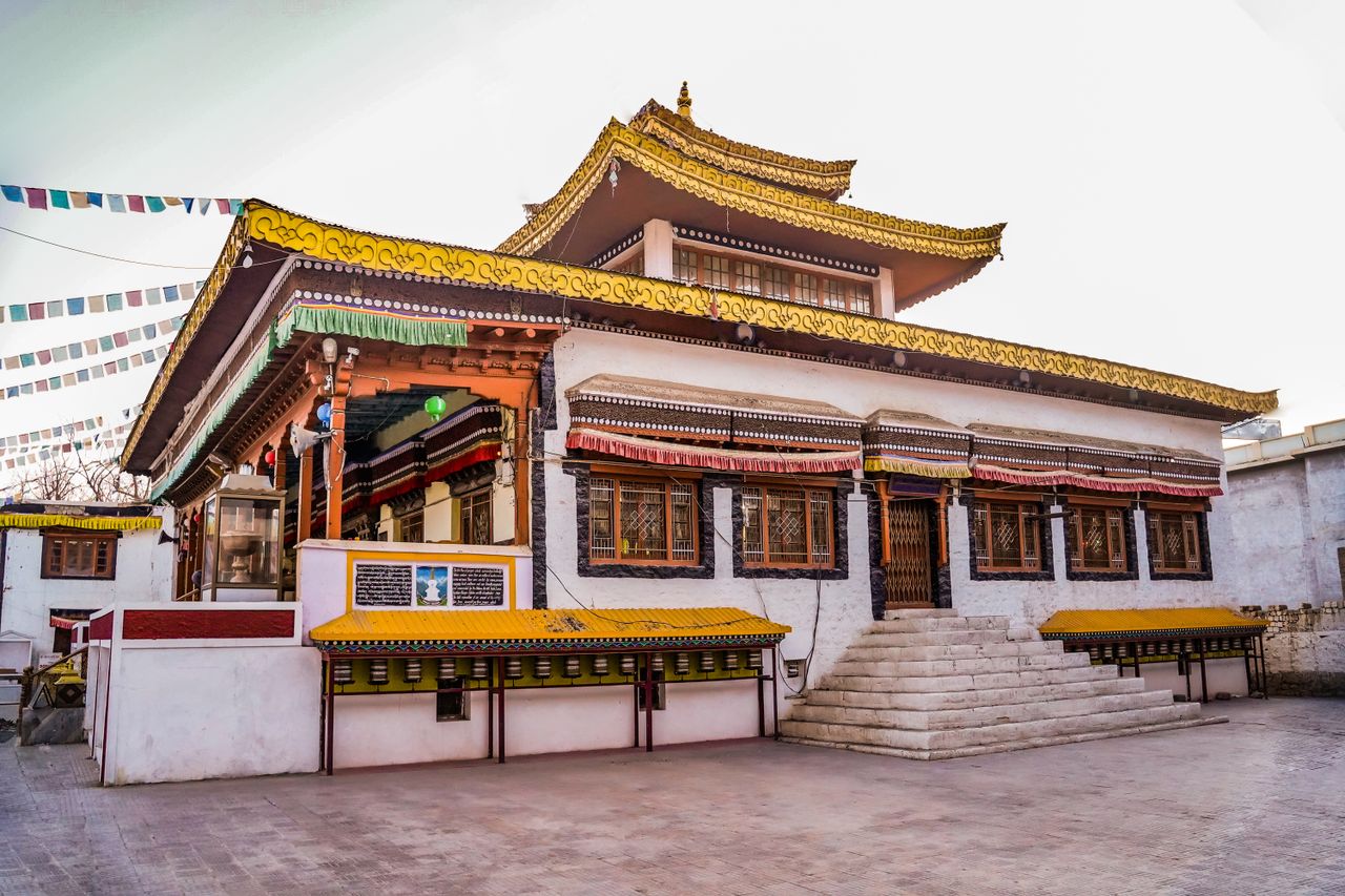 Stunning view of Gompa Soma Monastery showcasing intricate traditional Buddhist architecture in Ladakh, India.